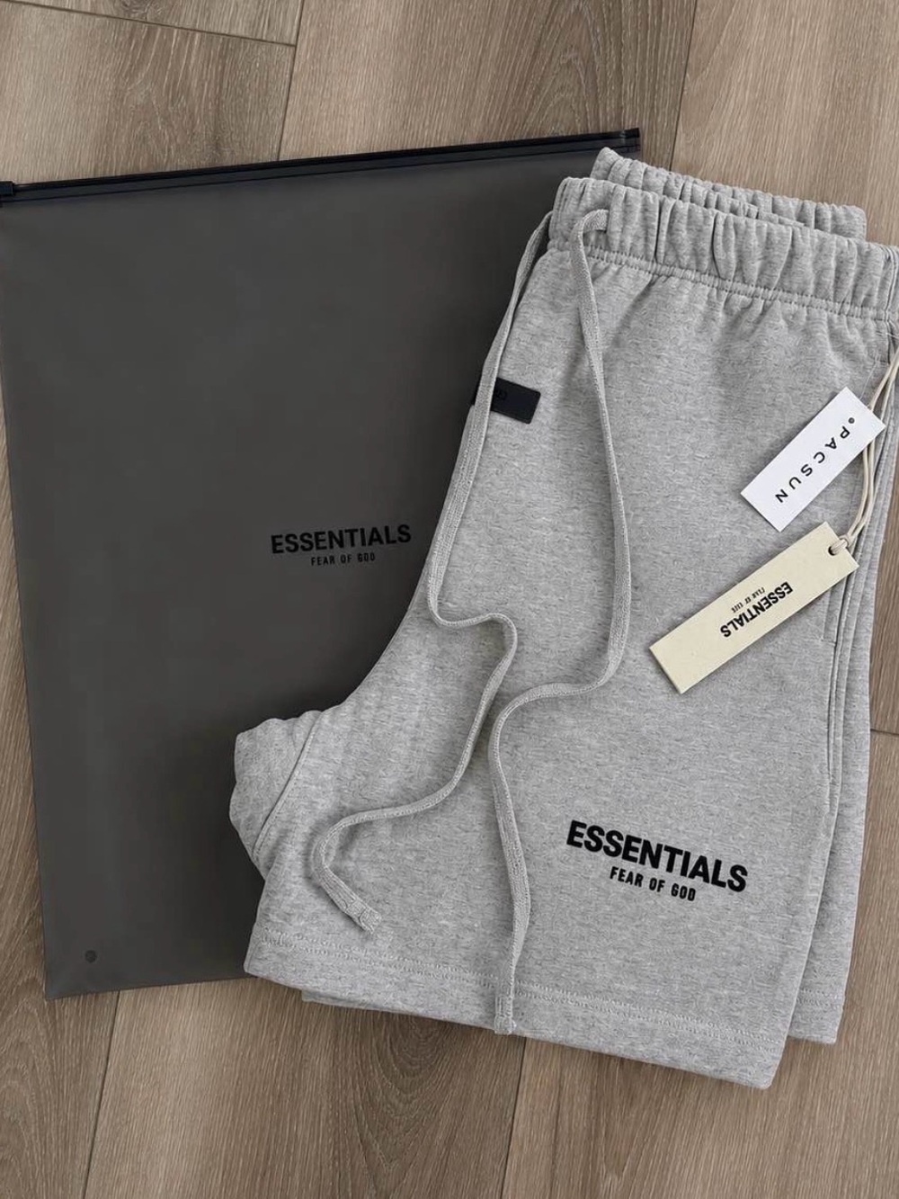 Essentials Men's dark oat Logo Athletic Shorts S